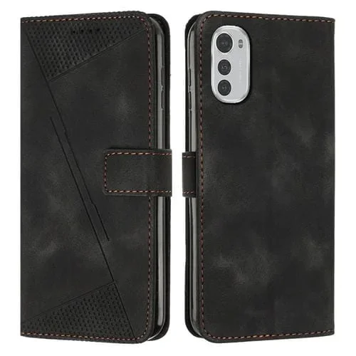 Funda de Cuero para Motorola Moto E32 Dream Triangle con Cordón (Negro)