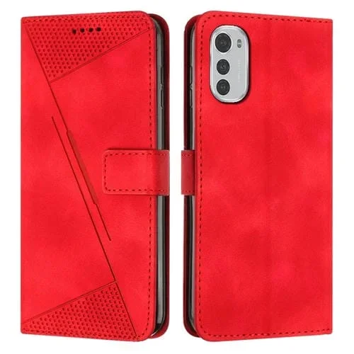 Funda de Cuero para Motorola Moto E32 Dream Triangle con Cordón (Rojo)