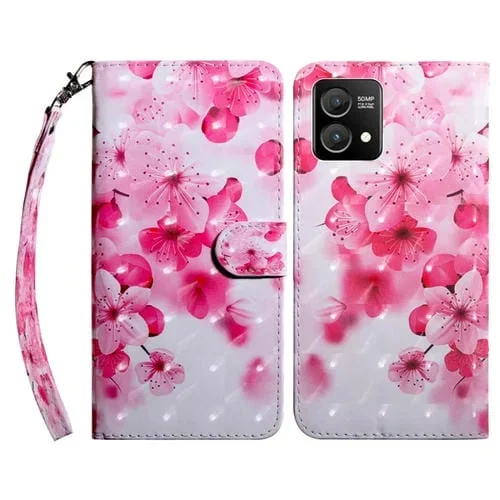 Funda de Cuero para Motorola Moto G Stylus 5G 2023 Pintada en 3D (Flor Roja)