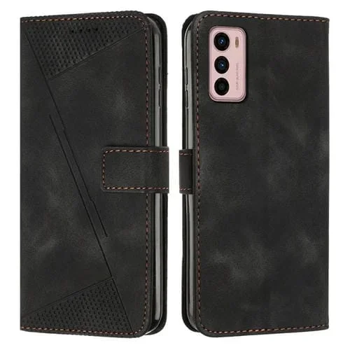 Funda de Cuero para Motorola Moto G42 Dream Triangle con Cordón (Negro)