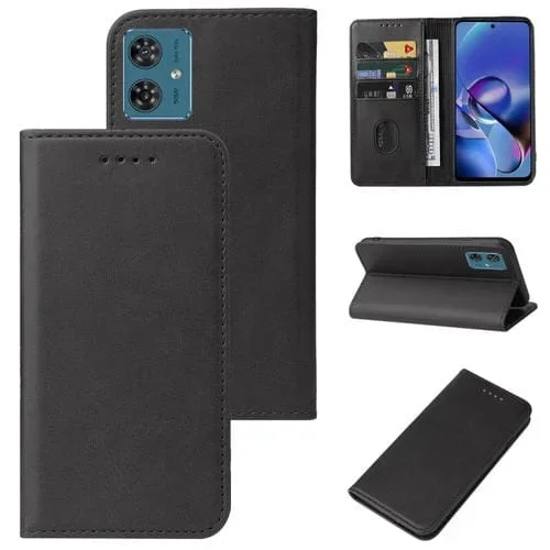 Funda de Cuero para Motorola Moto G54 con Cierre Magnético (Negro)