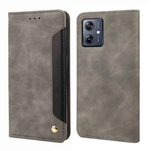 Funda de Cuero para Motorola Moto G54 Skin Feel Splicing para Teléfono (Gris)
