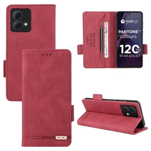Funda de Cuero para Motorola Moto G84 5G con Cierre Magnético (Rojo)