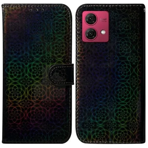 Funda de Cuero para Motorola Moto G84 con Hebilla Magnética Colorida (Negro)