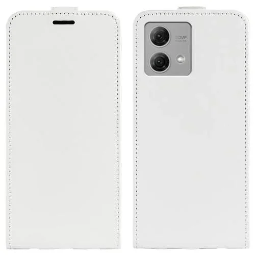 Funda de Cuero para Motorola Moto G84 R64 con Tapa Vertical Texturizada (Blanco)