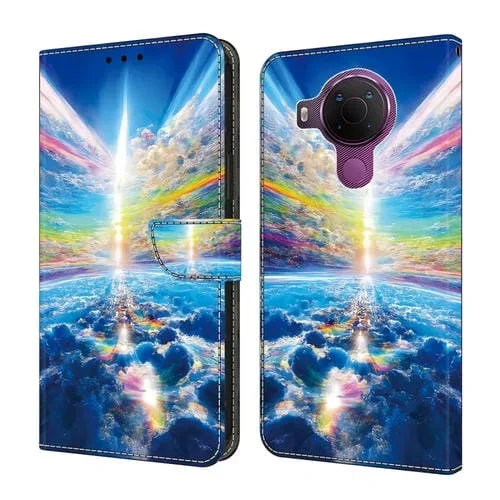 Funda de Cuero para Nokia 3.4/5.4 con Cristales Pintada (Cielo Colorido)