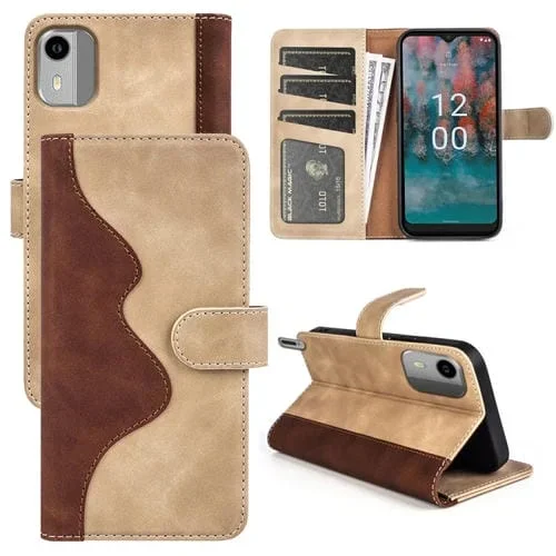 Funda de Cuero para Nokia C12 Costura Horizontal Flip para Teléfono (Amarillo)