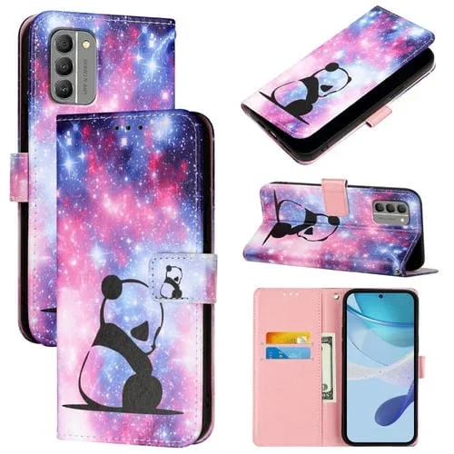 Funda de Cuero para Nokia G400 con Diseño de Dibujos en Colores Lisos (Panda Bebé)