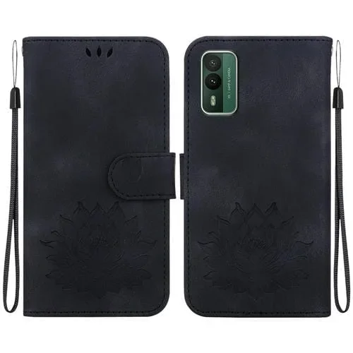 Funda de Cuero para Nokia Xr21 con Relieve de Loto (Negro)