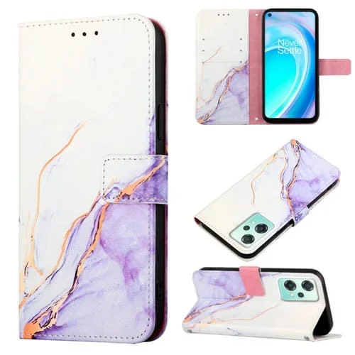 Funda de Cuero para OnePlus Nord Ce 2 Lite 5G con Patrón Mármol (Púrpura White) Ls006