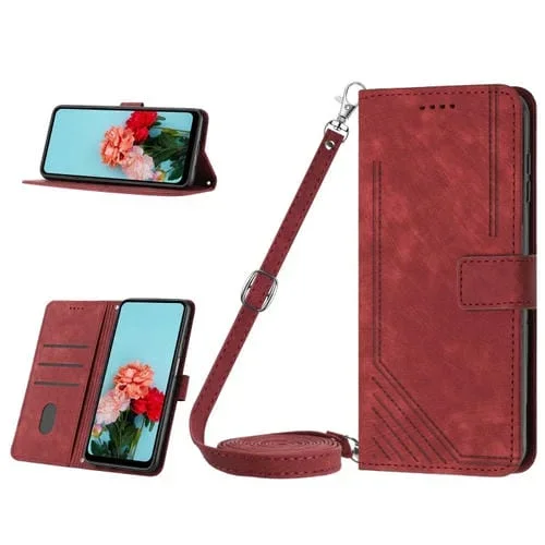 Funda de Cuero para OnePlus Nord Ce 3/Nord Ce 3 Lite/Nord N30 con Cordón y Diseño Stripe (Rojo)