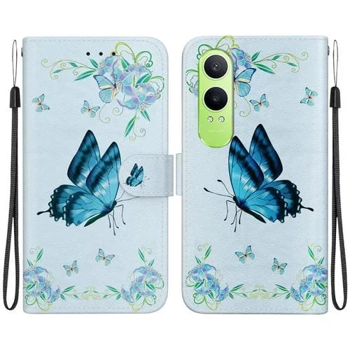 Funda de Cuero para OnePlus Nord CE4 Lite con Dibujo de Colores y Textura de Cristal (Pensamientos Azules)