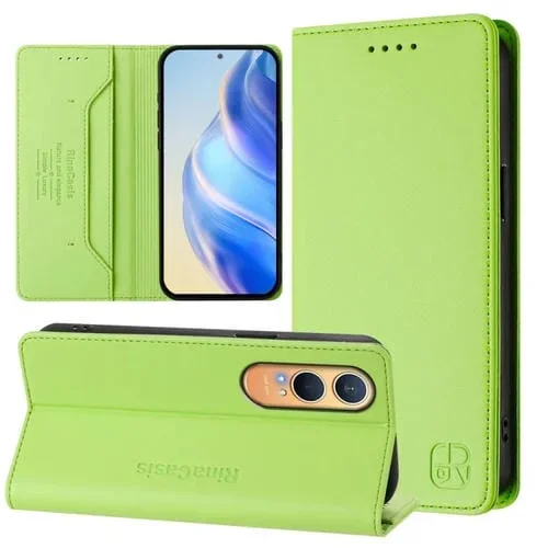 Funda de Cuero para OnePlus Nord Ce4 Lite Rc01 con Doble Pliegue y Succión Magnética Rfid (Verde Hierba)