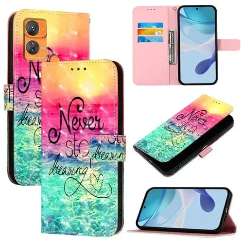 Funda de Cuero para Oukitel C33 con Tapa Horizontal y Pintura 3D (Persiguiendo Sueños)