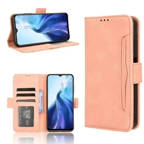 Funda de Cuero para Oukitel C35 / C36 con Textura Becerro y Ranuras para Tarjetas (Rosa)