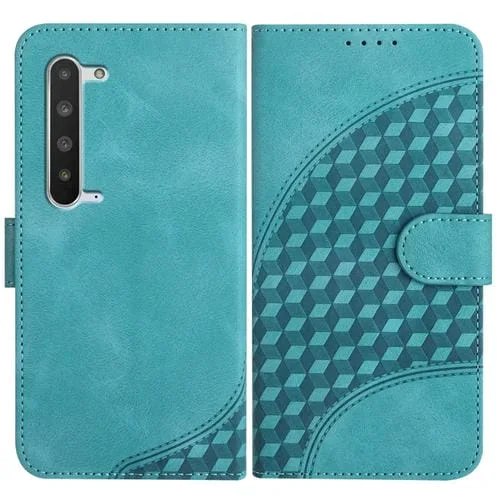 Funda de Cuero para Sharp Aquos R5G Yx0060 con Relieve y Cabeza de Elefante con Cordón (Azul Claro)