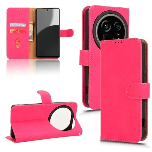 Funda de Cuero para Sharp Aquos R9 con Tapa Magnética y Tacto Piel (Rosa y Rojo)