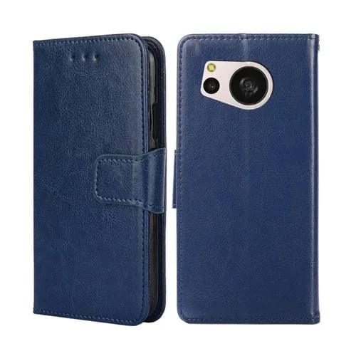 Funda de Cuero para Sharp Aquos Sense 8 con Textura de Cristal (Azul Real)