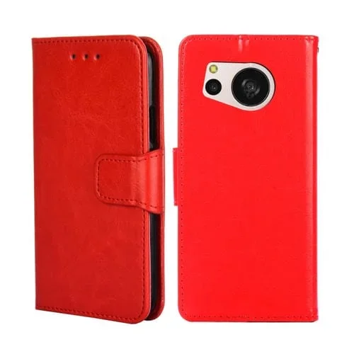 Funda de Cuero para Sharp Aquos Sense 8 con Textura de Cristal (Rojo)