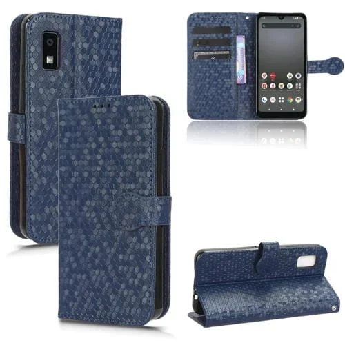 Funda de Cuero para Sharp Aquos Wish 3 Honeycomb Dot Texture para Teléfono (Azul)