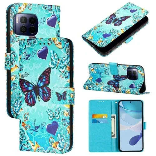 Funda de Cuero para T-Mobile Revvl 7 Pro 5G con Diseño Mariposa de Amor (Color Liso)