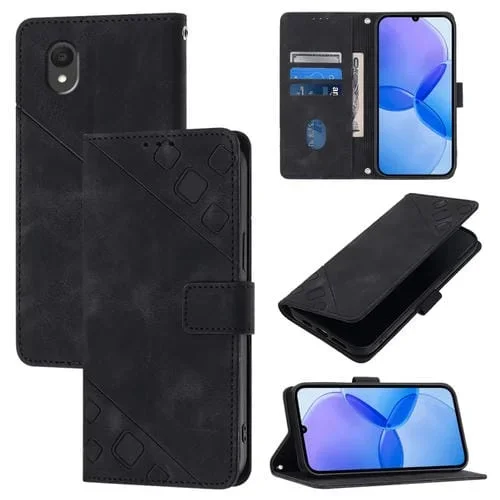 Funda de Cuero para TCL 201 Skin Feel en Relieve (Negro)