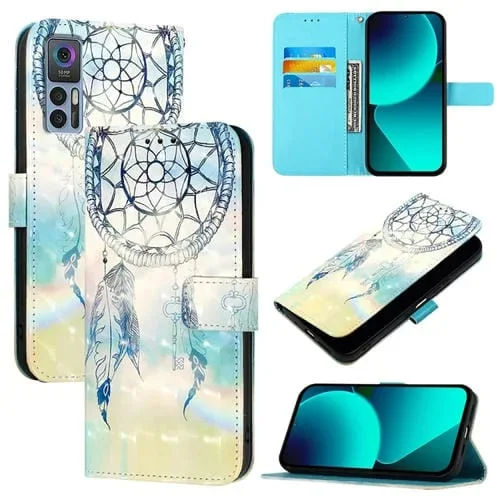 Funda de Cuero para TCL 30 4G con Tapa Horizontal y Pintura 3D (Campanas de Viento de Ensueño)