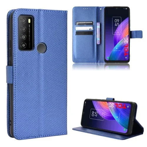 Funda de Cuero para TCL 30 XL con Textura Diamond para Teléfono (Azul)