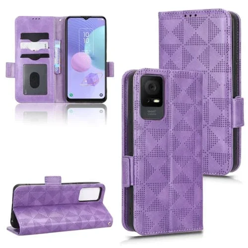 Funda de Cuero para TCL 405 406 T506D con Triángulo Simétrico (Púrpura)