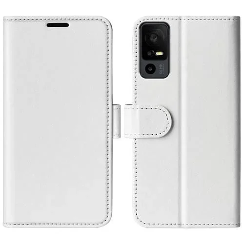 Funda de Cuero para TCL 40R R64 con Tapa Horizontal y Textura (Blanco)