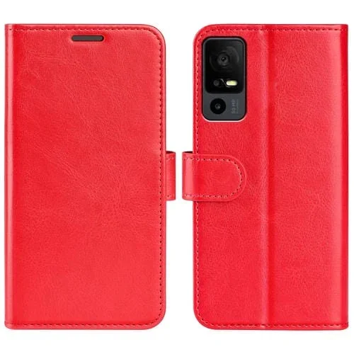 Funda de Cuero para TCL 40R R64 con Tapa Horizontal y Textura (Rojo)