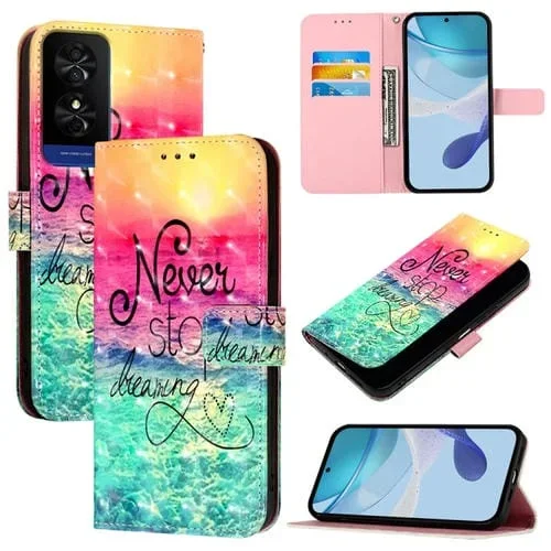 Funda de Cuero para TCL 50 5G con Tapa Horizontal y Pintura 3D (Persiguiendo Sueños)