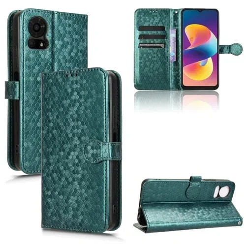 Funda de Cuero para TCL 50 Le 4G con Textura de Puntos Panal (Verde)
