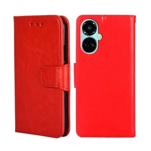 Funda de Cuero para Tecno Camon 19 / 19 Pro con Textura de Cristal (Rojo)