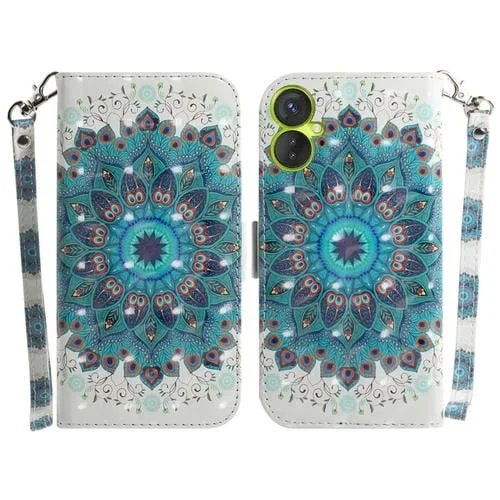 Funda de Cuero para Tecno Camon 19 Neo 3D con Tapa Horizontal (Corona de Pavo Real)
