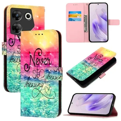 Funda de Cuero para Tecno Camon 20 Pro 5G con Tapa Horizontal y Pintura 3D (Persiguiendo Sueños)