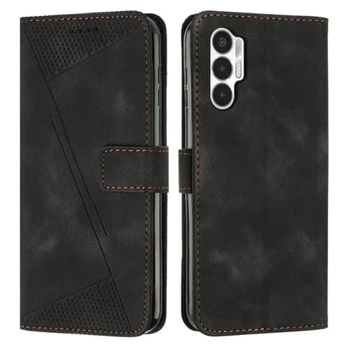 Funda de Cuero para Tecno Pova 3 Dream Triangle con Cordón (Negro)
