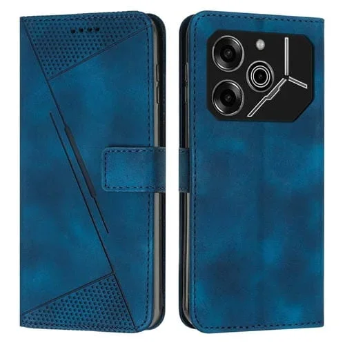 Funda de Cuero para Tecno Pova 6 Pro Dream Triangle con Cordón (Azul)