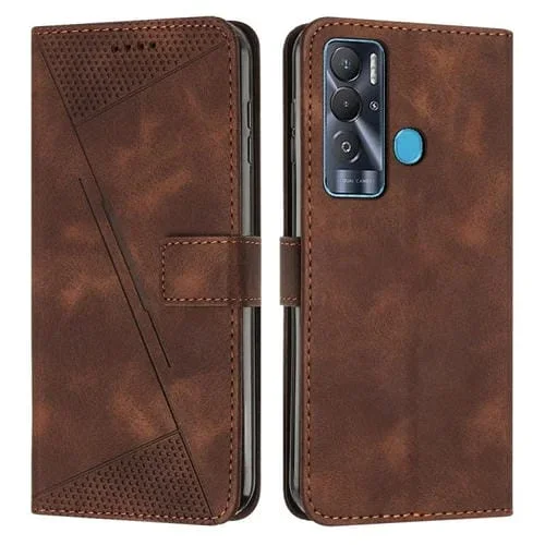 Funda de Cuero para Tecno Pova Neo Dream Triangle con Cordón (Marrón)