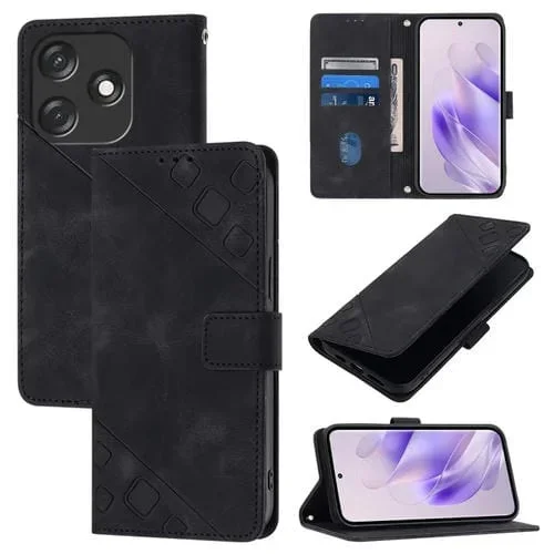 Funda de Cuero para Tecno Spark 10C Skin Feel en Relieve (Negro)