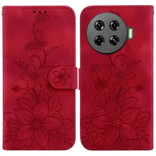 Funda de Cuero para Tecno Spark 20 Pro+ 4G Lily en Relieve (Rojo)