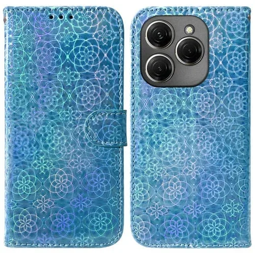 Funda de Cuero para Tecno Spark 20 Pro con Hebilla Magnética Colorida (Azul)