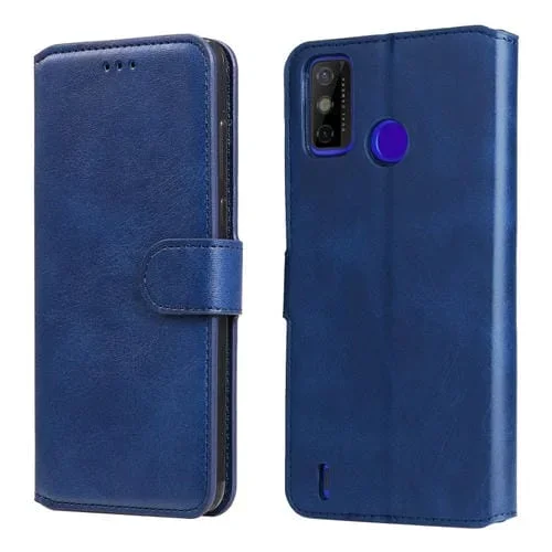 Funda de Cuero para Tecno Spark 6 Go Classic con Soporte y Ranuras (Azul)