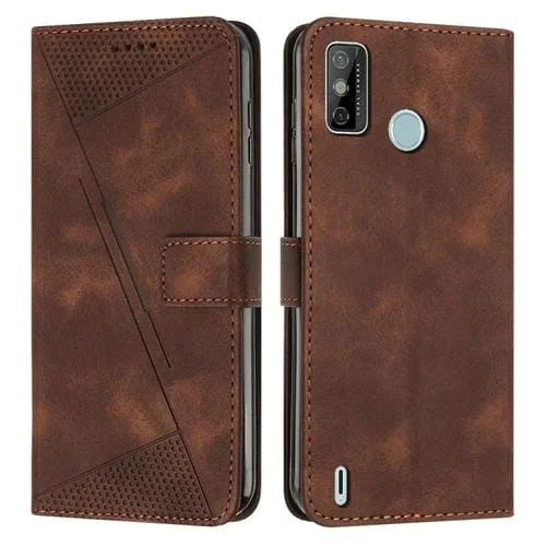 Funda de Cuero para Tecno Spark Go 2020 Dream Triangle con Cordón (Marrón)