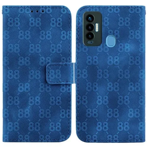Funda de Cuero para Tecno Spark Go 2022 y Spark 8C Doble Relieve Forma 8 (Azul)