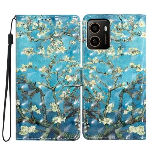 Funda de Cuero para Teléfono Hmd Pulse+ con Patrón 3D Flor de Albaricoque (Azul)