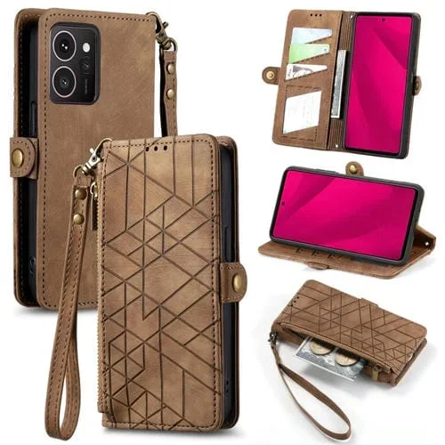 Funda de Cuero para Teléfono HMD Skyline con Hebilla Lateral y Cremallera (Marrón)