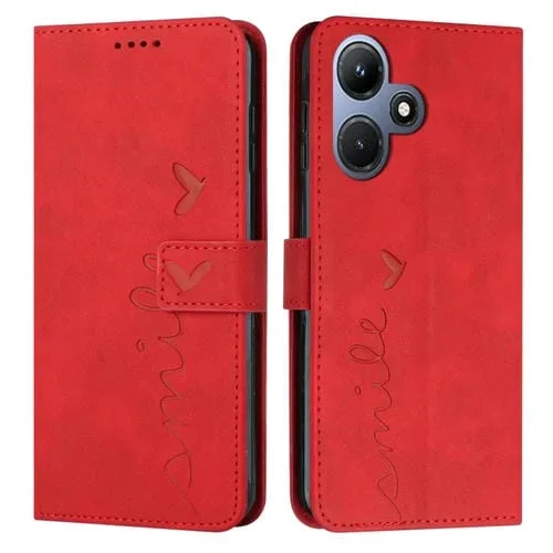 Funda de Cuero para Teléfono Infinix Hot 30I Skin Feel Heart Pattern (Rojo)