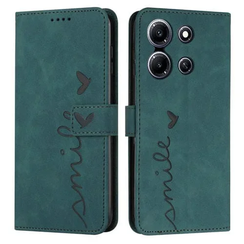 Funda de Cuero para Teléfono Infinix Note 30I Skin Feel Heart Pattern (Verde)