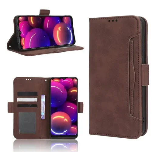 Funda de Cuero para Teléfono TCL 305I Skin Feel con Ranuras para Tarjetas (Marrón)